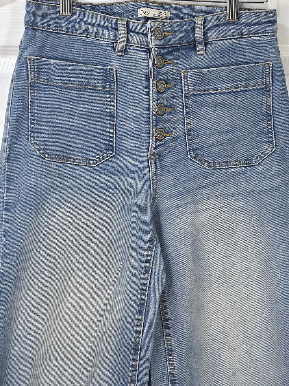 DEX High Rise Wide Leg Patch Pocket Button Fly Crop Jeans Blue Size 27 - Picture 5 of 8